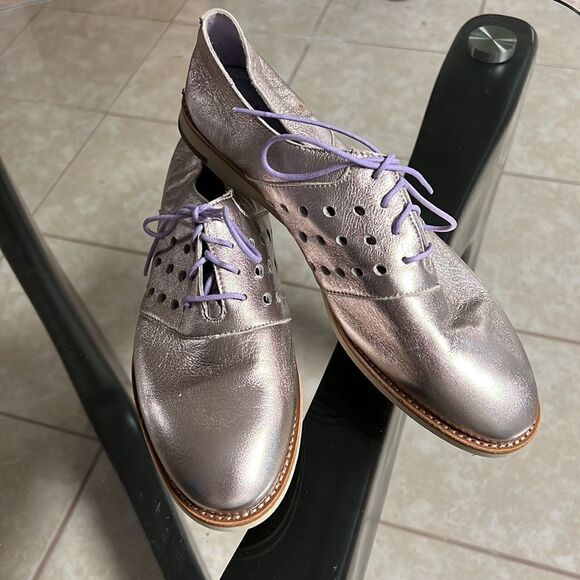 Johnston & Murphy lilac metallic leather soft moccasins Sz 8,5 new - Picture 1 of 11
